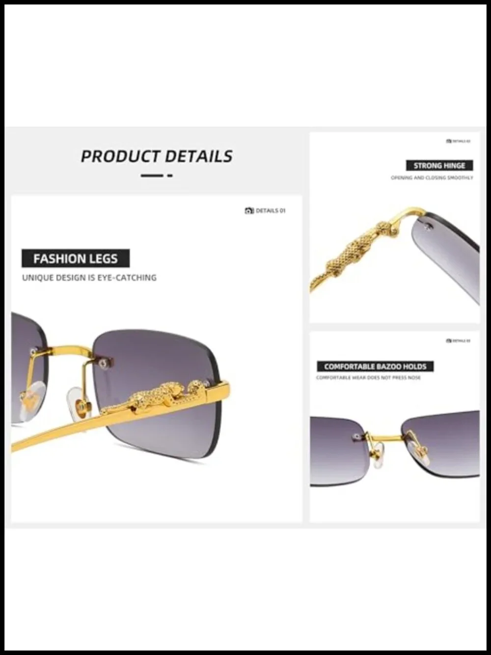 Retro Y2K Rimless Sunglasses UV400 Protection Metal Frame Unisex